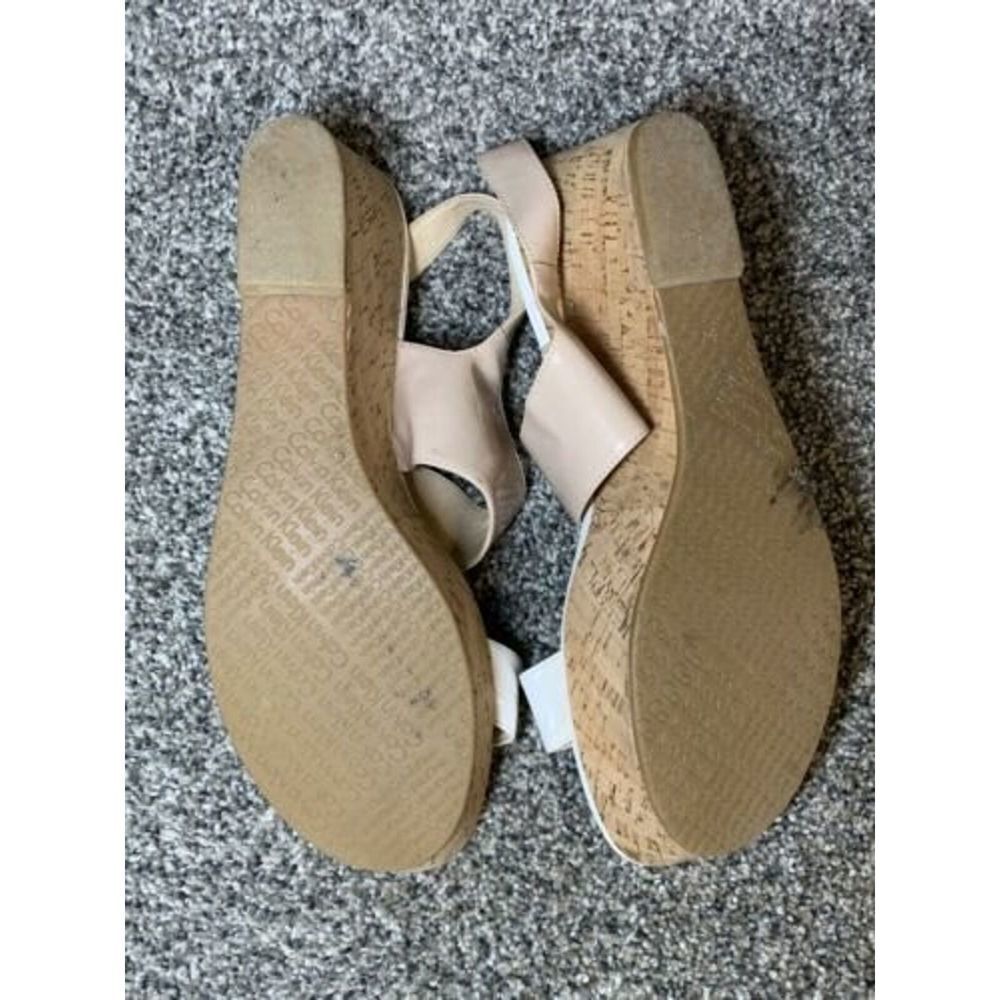 Calvin Klein Lorianne Women's White/ Beige Patent Wedge Sandals, Size:11 M - Picture 9 of 10